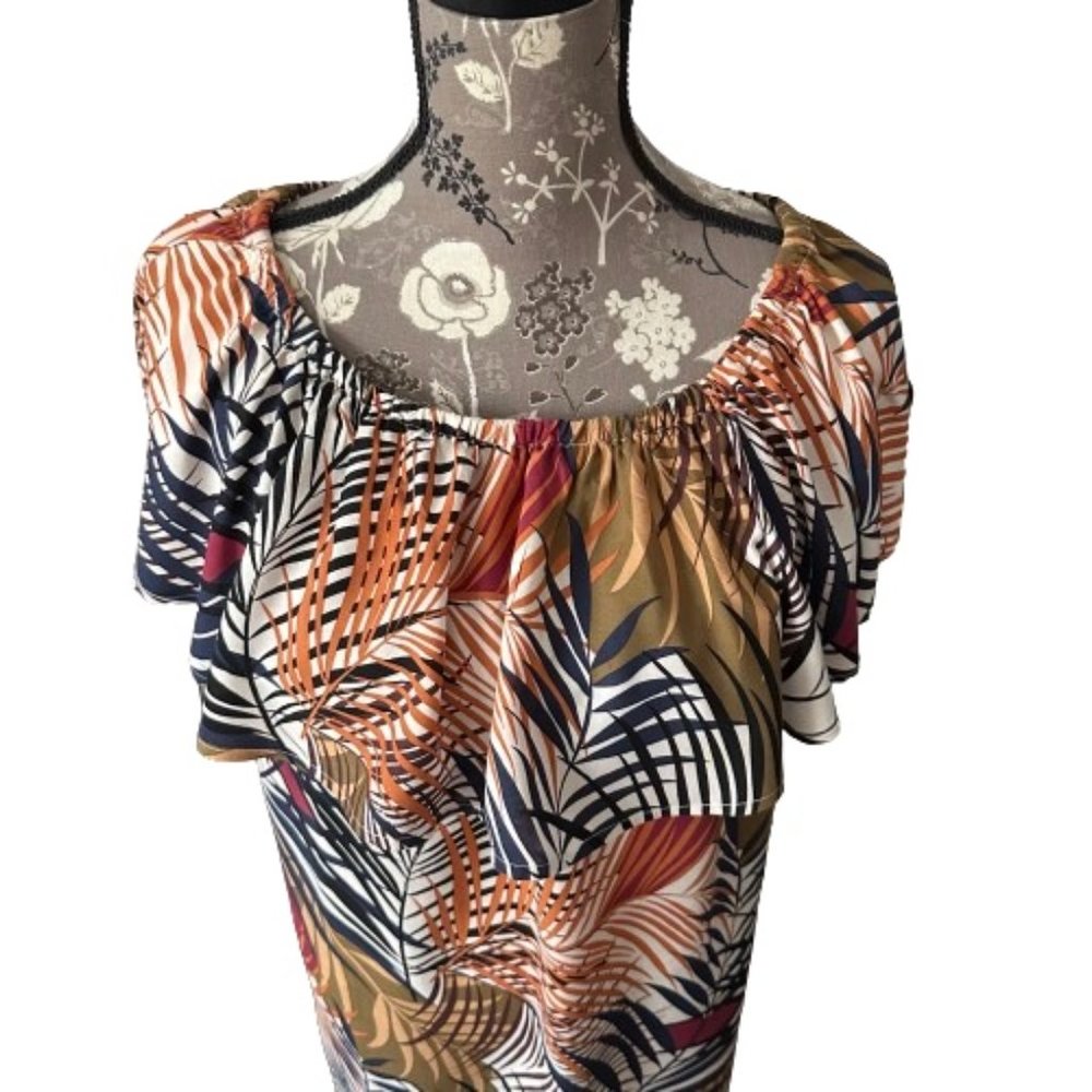 beachlunchlounge Women Small Boho Midi Summer Beachwear/Streetwear Ruffle Dress